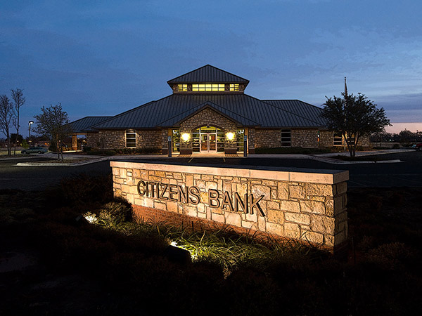Night time view of our Abilene banking location.